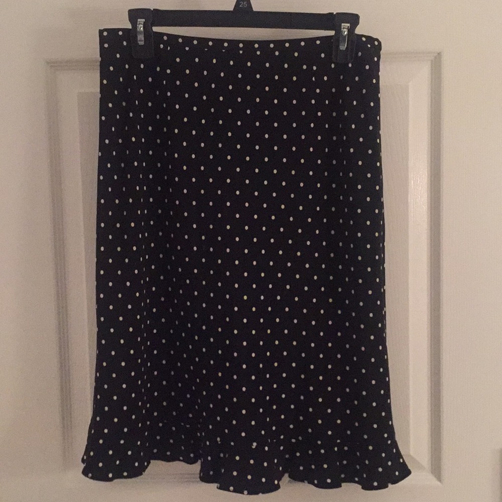 Classic Ann Taylor Silk Black/White Poka Dot Skirt